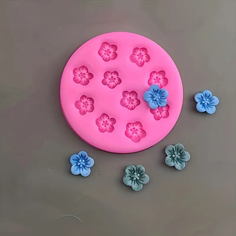 2pcs Mini Peach Blossom Silicone Mold for Fondant, Cake Border Decoration, Baking, Chocolate, Clay, and DIY Crafts, Handicraft - Non-stick Silicone Bakeware, Uncharged