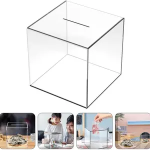 Transparent Acrylic Piggy Bank Savings Challenge Box, Unopenable Cash Coin Jar for Teens, Boys Girls Toy Gift, Kids Saving Container Money Jar
