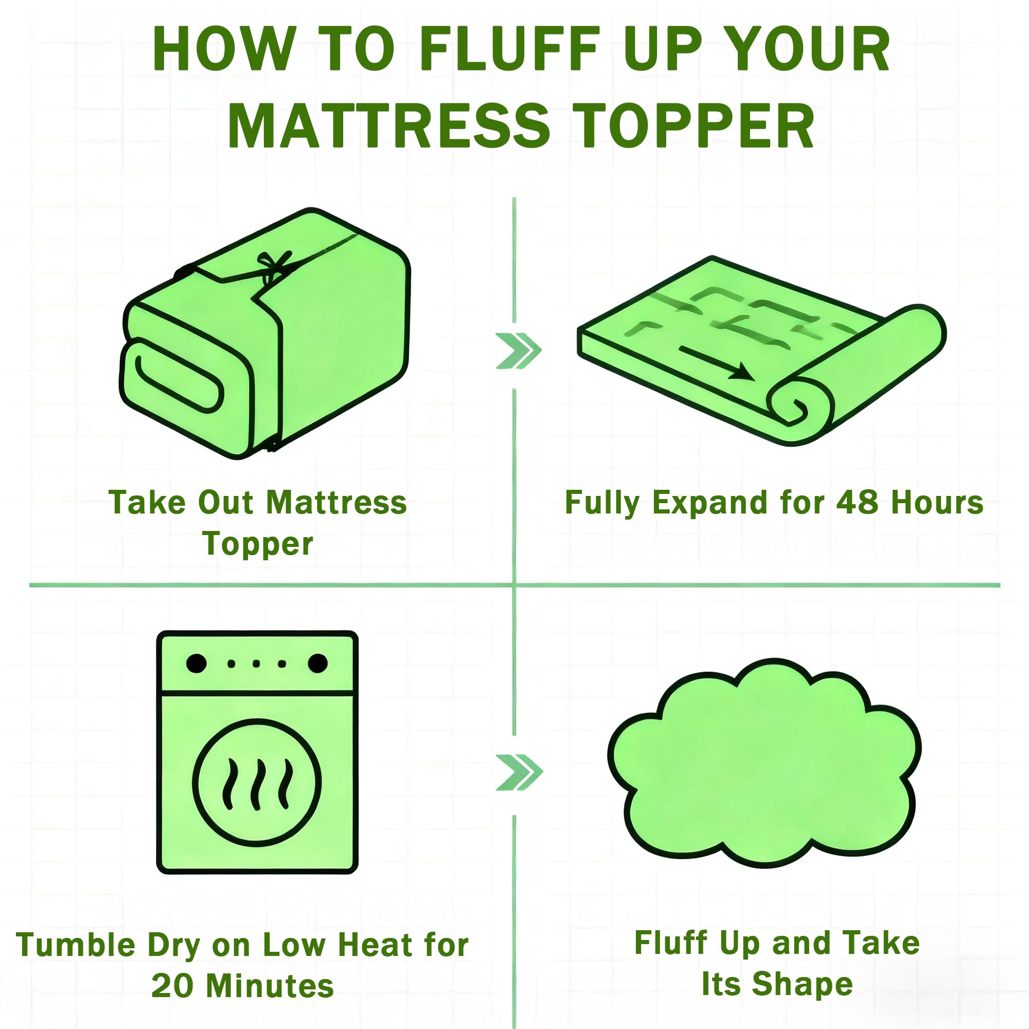 [Back Pain Relief] Raybee 1200gsm Bamboo Fiber Mattress Topper  Pad for Pressure Relief & Better Sleep, 2-4 Inch Microfiber Filling Mattress Protector Cover, Quilted, Machine Washable for Up tp 12" Mattress, Anti-slide, Twin, Full, Queen, King