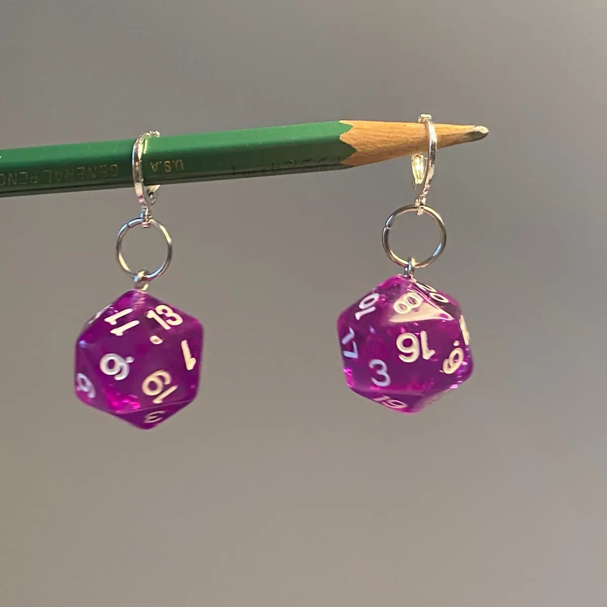 Lesbian Earrings For Everyone - DND purple D20 dice board game nerd jewelry
