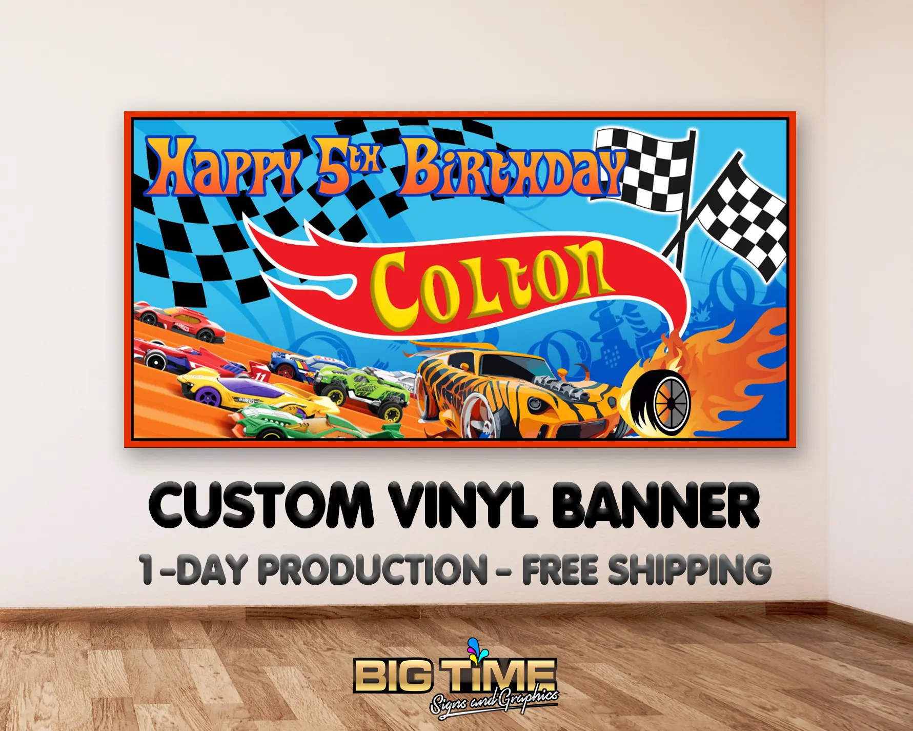Hot Wheels Inspired Personalized Birthday Banner