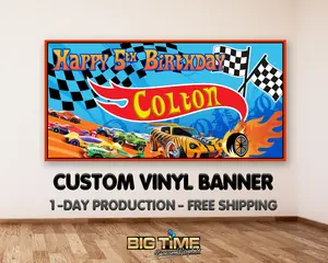 Hot Wheels Inspired Personalized Birthday Banner