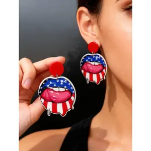 Vintage Fun Lip Earrings, Women's US Holiday Creative Design Jewelry