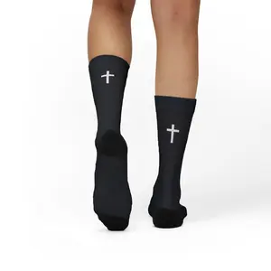 Small White Cross Socks | Sublimation Crew Socks, Religious Faith Design