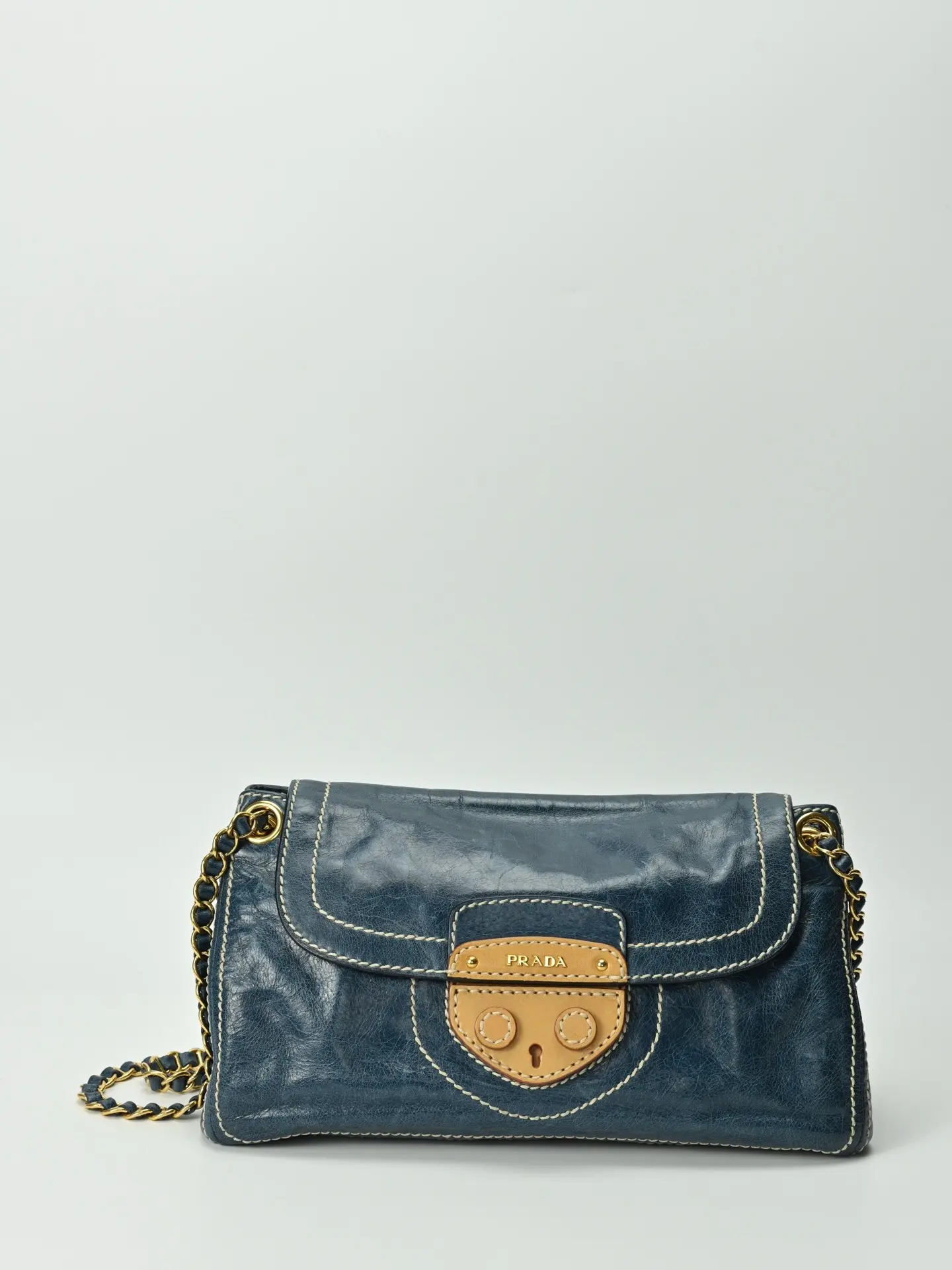 Pre-owned PRADA Dark Green Vitello Shine Shoulder Bag 21308156
