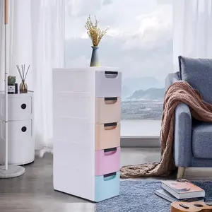 5 Drawer Storage Organizer, Plastic Drawers Stackable, Vertical Storage Tower, Plastic Storage Dresser, Storage Cabinet Drawers Organizer for Toys, Large Capacity -Transparent