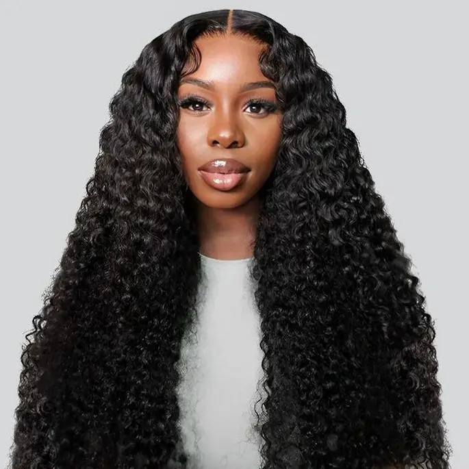 [New In] West Kiss 250% Density Glueless Human Hair Wigs Kinky Curly 5x5 Lace Closure Wig Ready To Go Wig Pre Bleached Knots Pre Plucked Hairline