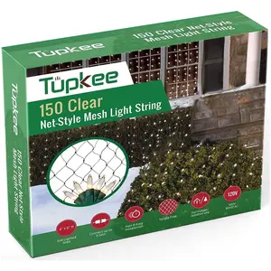 Tupkee Christmas Light Net – 150 Clear Warm Mesh Lights - 4 ft x 6 ft – Outdoor/Indoor – Random Shimmering Twinkle Lights - Net Lights for Bushes, Hedges or Trees