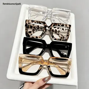 4-Pack Unisex Trendy Eyeglasses – Leopard Print & Ombre Design, UV400 Protection Lightweight Non-Prescription, Fashionable Casual Accessory for Everyday Wear, Street Style & Outdoor Activities