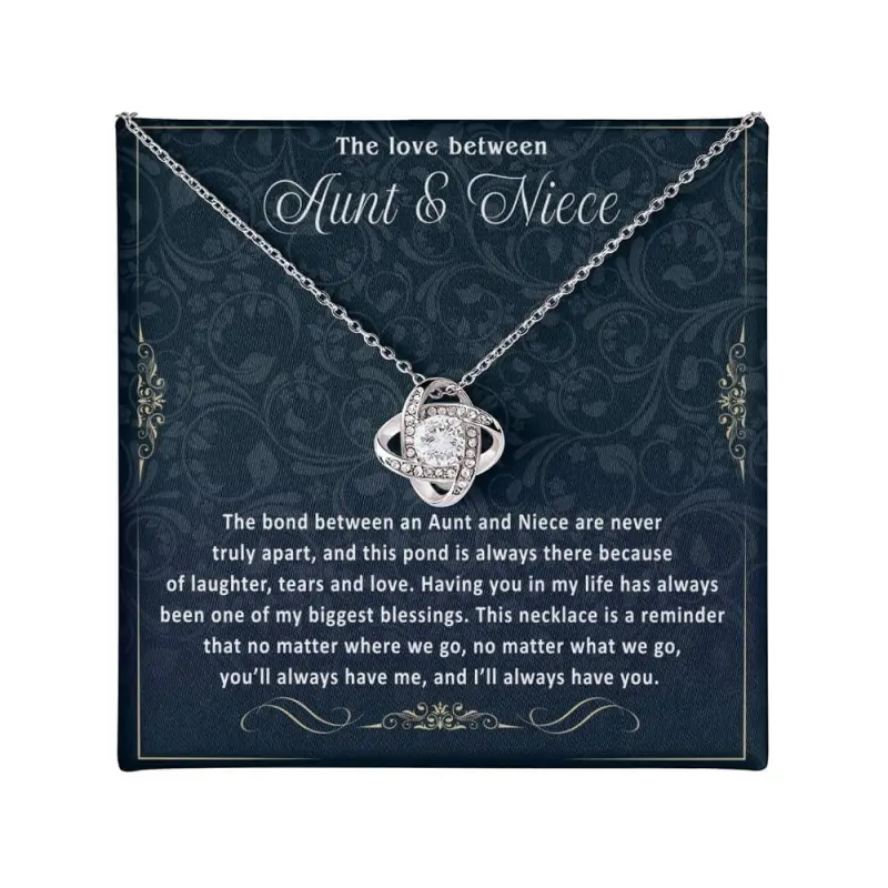 Aunt From Niece, Niece From Aunt, Aunt And Niece,Love Knot Necklace, Mahogany Aunt Birthday Mothersday, , #468, White Love Knot Necklace Christmas Gifts, Jewelry Gifts, Birthday Gifts
