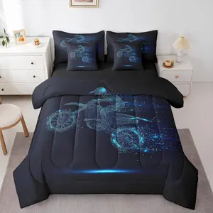Feelyou 7-Piece Boy's Dirt Bike Bedding Set - Motocross Rider Comforter with Sheets, Motorcycle Themed Bedroom Decor, Bedroom Inspo Wall Decor, Wall Decor Bedroom