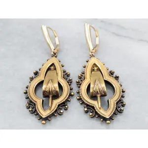 Etruscan Revival Gold Drop Earrings