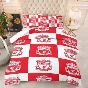 Liverpool Football Club pattern quilt, includes 1 quilt and 1 or 2 coreless pillowcases, suitable for home or dormitory decoration, very suitable as a moving gift