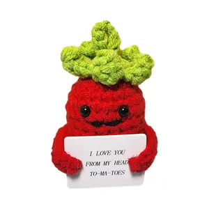 Mini Positive Avacado, Emotional Support Guac This, Valentines Day Positive Gifts for Family/Friends，1P Crochet Positive Home Decor with Base