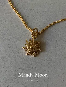 Spiral Sun Charm Necklace with 17 Inch Chain - 18K Gold Filled, Lobster Claw Closure