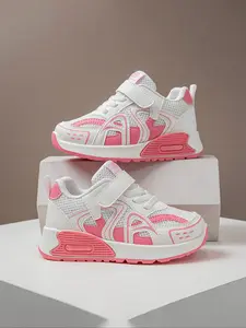 3 Pairs Kids Casual Training Shoes, Retro Colorblock Style, Mesh and Synthetic Leather, Air Cushion Sole, Velcro and Laces, Ages 3-12