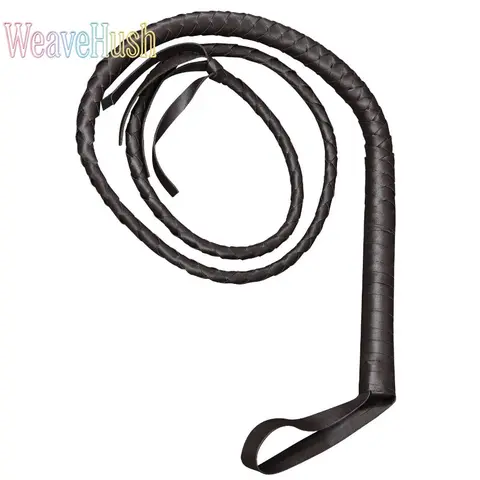 Unisex Braided Faux Leather Whip with Wrist Loop - DIY Western Cowpoke Bag Accessory, Halloween Cosplay Costume Accessory