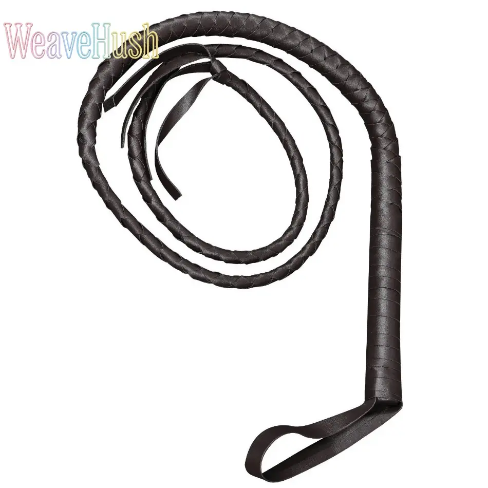 Braided Faux Leather Whip with Wrist Loop, Western Style Costume Accessory for Unisex Halloween and Cosplay Events, Western Cowpoke Style, Cowboy Look