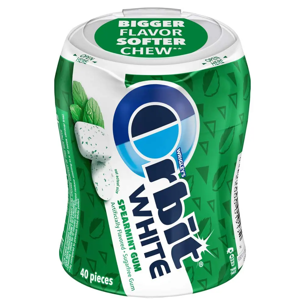ORBIT WHITE Gum Spearmint Chewing Gum Sugar-Free, 40-Piece Bottle, Bulk