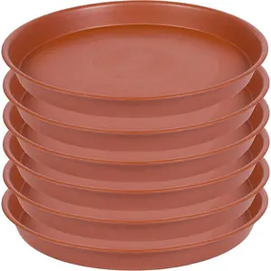 6 Pack of 6 inch Heavy Duty Plastic Plant Saucers, Planter Drip Water Trays for Indoor Flower Pots (Terracotta), Multiple Sizes Available