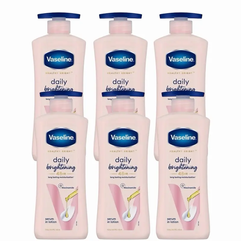 Vaseline Daily Brightening Body Lotion with Serum (Pack of 6, 400 ml) - Alcohol-Free Cream Body Butters, Long-Lasting Hydrating Moisturizer for Normal-Dry Skin, Hydrate & Lock in Moisture, Beauty & Personal Care Bath Product (Single Item Option Available)
