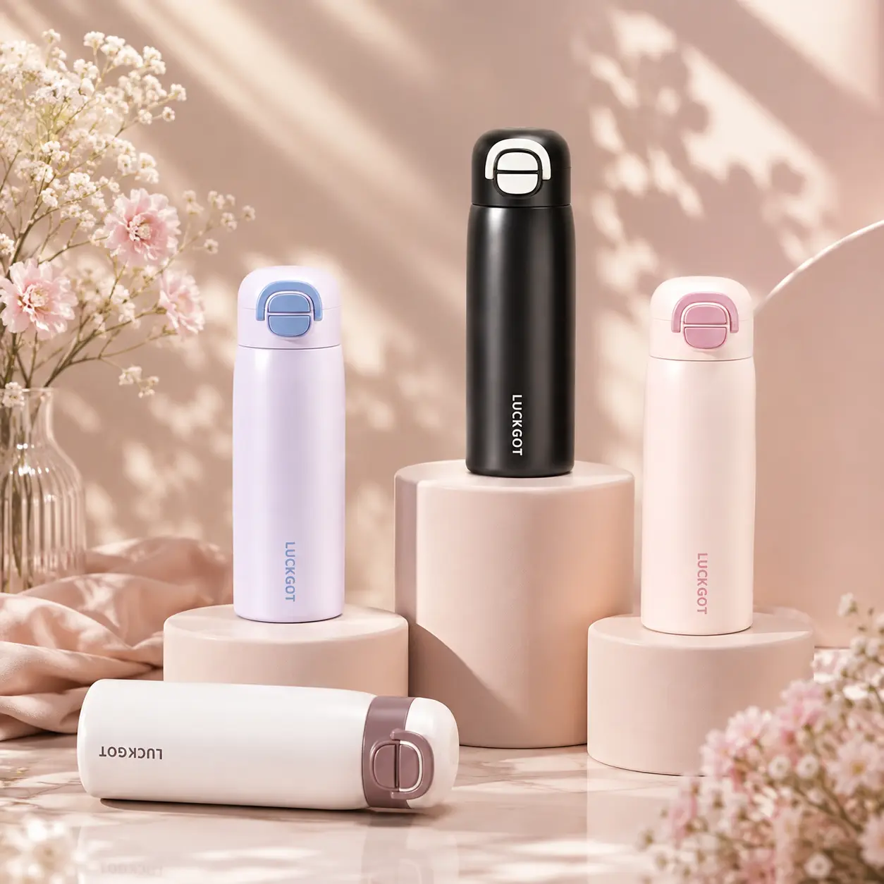 304 Stainless Steel Insulated Water Bottle, One Click Flip Top Vacuum, Leak Proof Portable Thermal Flask For Travel Gym Office Outdoor
