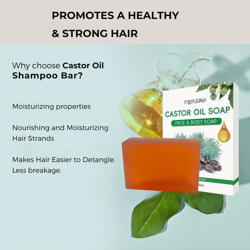 4PCS/2pcs Castor Oil Hair Strengthening Shampoo Bars – Natural Vegan Solid Shampoo for Regrowth, Moisturizes & Revitalizes Thinning Hair, Men & Women, Perfect Gifts