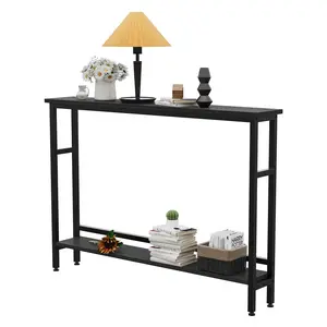 Narrow Console Table, 2-Tier Couch Table Behind Sofa, Small Entryway Table with Storage Display Shelves for Hallway, Foyer, Living Room