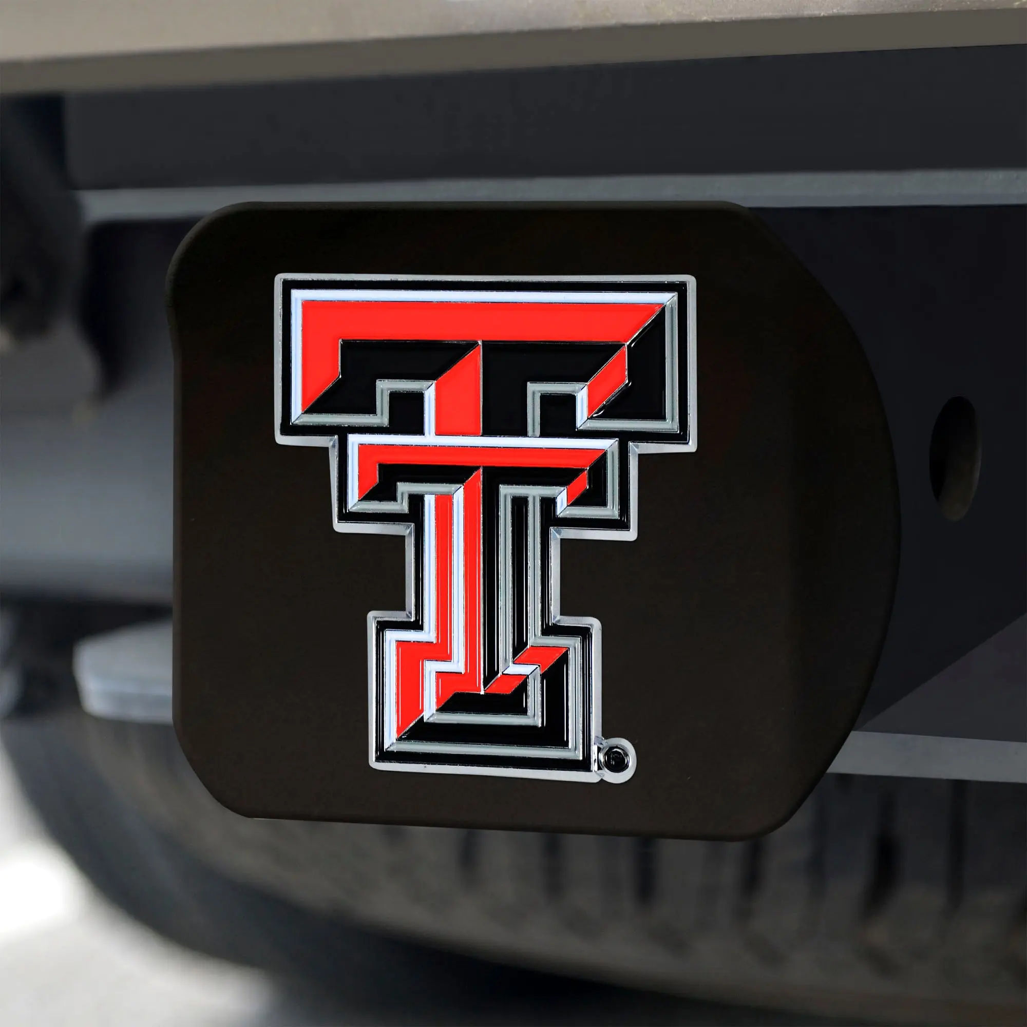 Texas Tech Red Raiders Color Emblem On Black Hitch