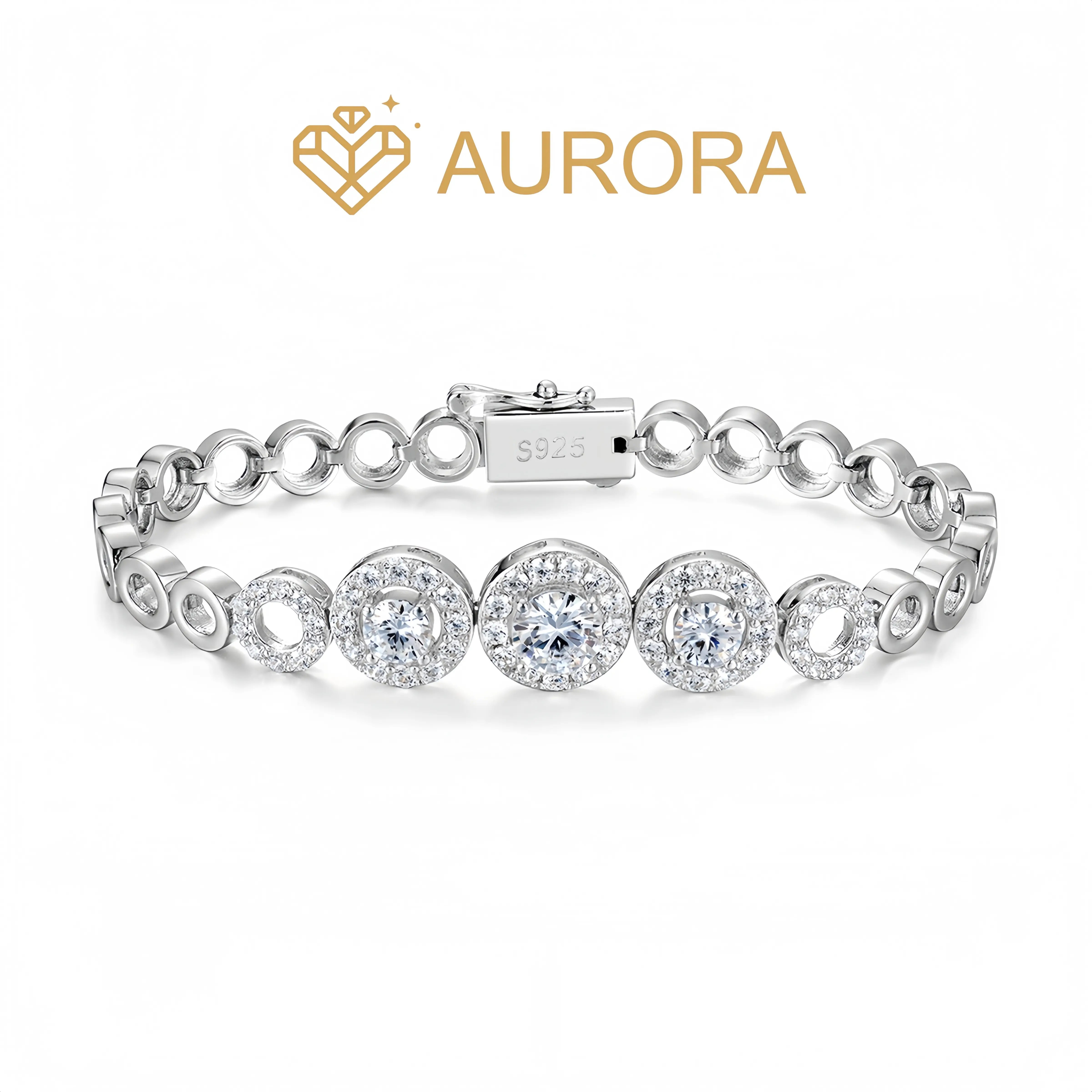 【#156 Luna Link】VVS1 Grade High Quality Bracelet, Women's Synthetic Moissanite Adjustable Stackable Bangle, Female Jewelry for Birthday Anniversary Gift, Girlfriend Birthday Gift Ideas