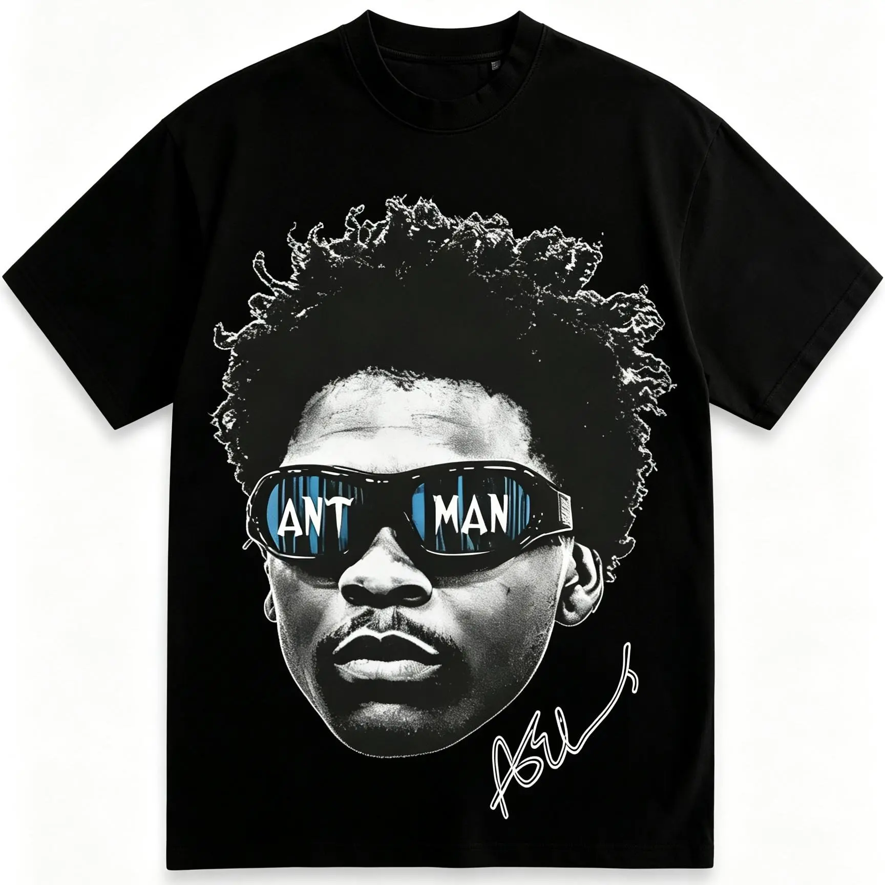 Ant Man Basketball Portrait T-Shirt, Pro Player Signature Graphic Tee For Hoops Fans