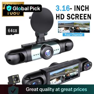 4 lens car dvr, 1080p car dvr with 64g memory card, car video surveillance with night vision, 24/7 parking mode car dvr
