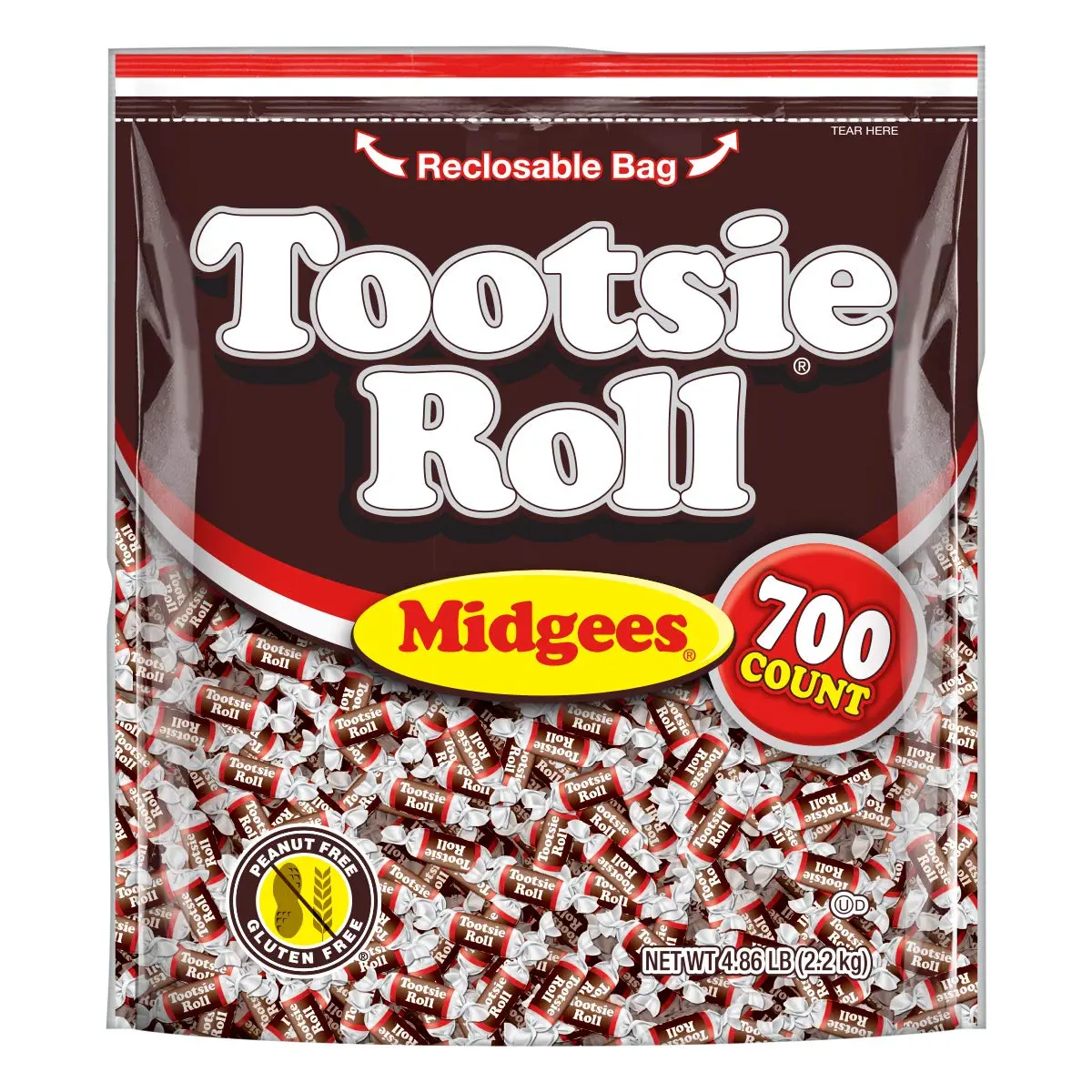 Tootsie Roll Midgees Chewy Chocolate Snack - Gluten-Free Holiday Candy, Resealable Bag of Individually Wrapped Treats for Kids, Parties - 700 Count (Pack of 1)