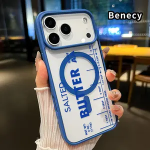 Magnetic Phone Case for iPhone 17 Pro Max 16 Plus 15 14 13 12 11 Air E Salted Butter Measure Pattern Acrylic Transparent Anti-Scratch wireless charging compatible Phone Back Cover