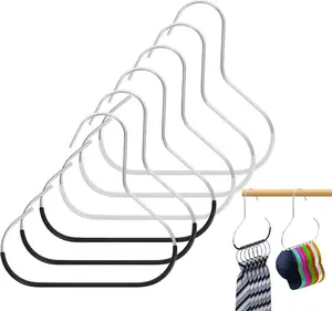 6 Pack Metal Ball Cap Hat Racks Stainless Steel Hats Hangers Hat Organizer for Baseball Caps Storage Organizer Hanger Holder Closet Handbag hanger for hats for Beanie Belt Tie Purse (Black White)