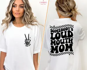 Somebody's Loud Mouth Mama Shirt Skeleton Hand Mom Life Shirt Sports Mama Shirt Game Day Shirt Mama Front Back Shirtfunny Mom Gift Tee Cotton Top