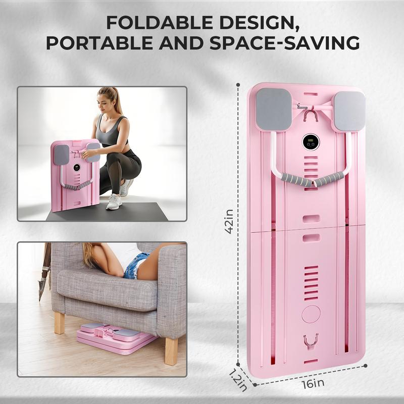 homimanor Pilates Reformer Machine, Multifunctional Abdominal Board with Pilates Bar and Resistance Bands Kit for Core & Full Body Training, Portable Pilates Board Equipment for Home Workout