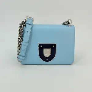 Pre-owned Dior calfskin Crossbody Bags CHRISTIAN Blue Flap Crossbody Bag