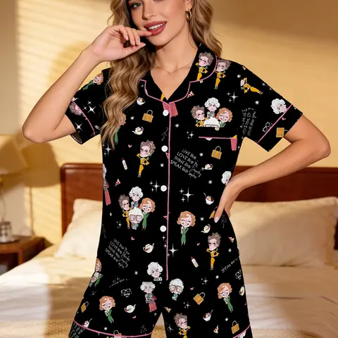 Women's Golden Girls Sleepwear Set, Print, Printed pajama set, Loungewear, Soft Lightweight Pajamas, Comfortable Casual and Sleeping Wear, All Season Fitted Style