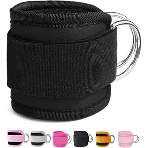 Fitness Ankle Straps for  Machines, 2 Pack Comfortable Adjustable Padded Ankle Wrist Cuffs, Kickback Glute Workouts for Men Women, D-Ring  Straps with Neoprene Padding