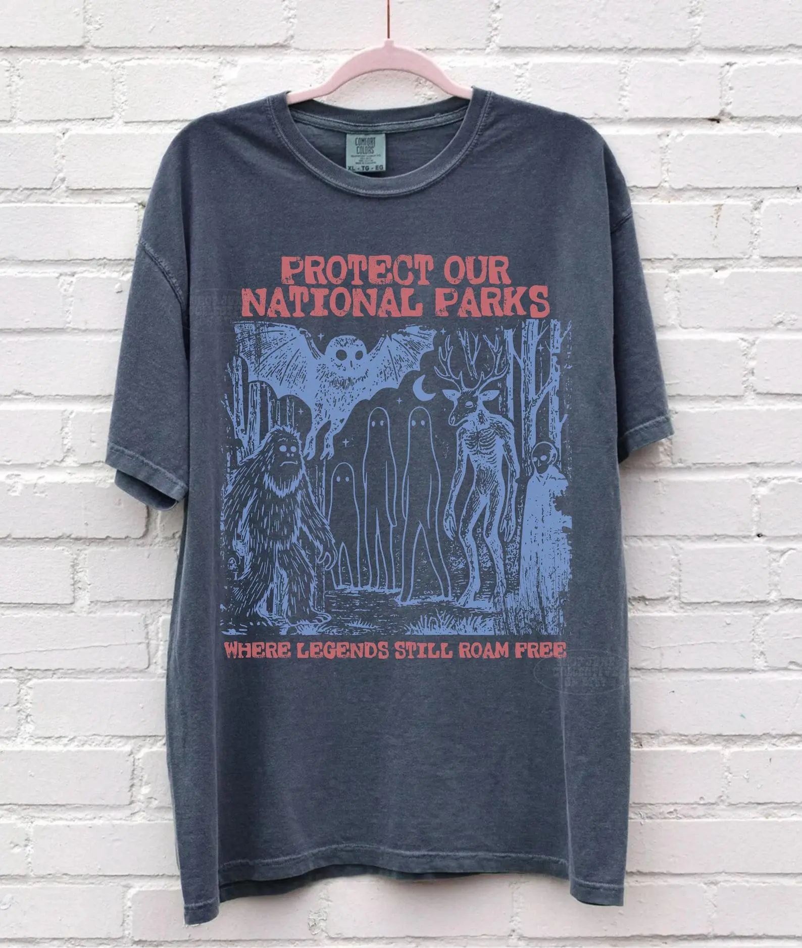 Cryptid National Parks Shirt Comfort Colors® 90s Protect Our Parks Vintage Camping Hiking Tee Retro Wanderlust Shirt Fantasy Creatures Tee
