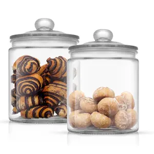 JoyJolt Set of (2) 67-oz Round Glass Cookie Jar s with Lids