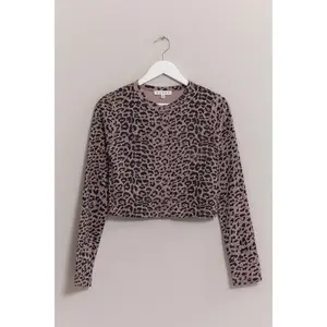 HYFVE Animal Print Snap Down Crop Cardigan