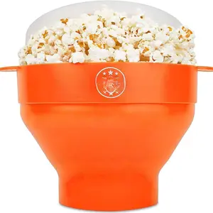 rn Popper Microwave Collapsible - Large Microwave rn Maker with Handles - Dishwasher Safe  Pop Corn Bowl - Ideal for Quick Snacks - Orange C