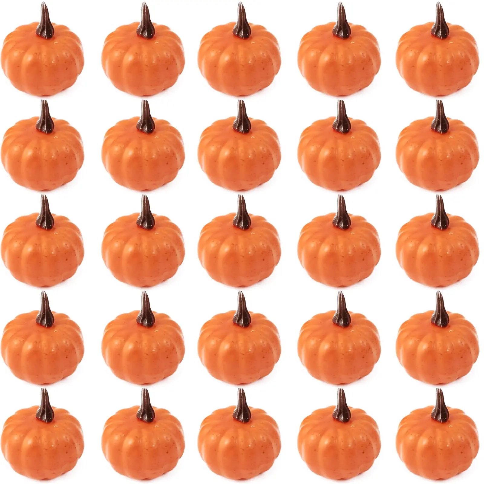 20PCS Plastic Mini Artificial Pumpkins - Decorative Floral Ornaments, Fall Harvest Simulation Fake Fruit for Halloween, Thanksgiving Table & Home Decor (Orange)
