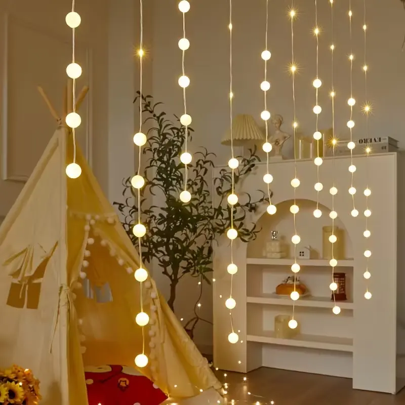 90 LED Bubble Ball Curtain Light with 50 Balls, USB Powered, Interior Led Lighting, Atmospheric Lighting, Led Decoration, Atmosphere Creator, Perfect for Christmas, Valentine's Day, Birthday, Halloween Decor