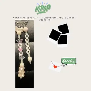 ARMY KPOP BIAS KEYCHAIN + 3 UNOFFICIAL PHOTOCARDS + FREEBIES