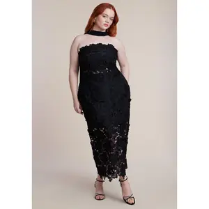 ELOQUII Women's Plus Size Strapless Lace Dress With Scarf