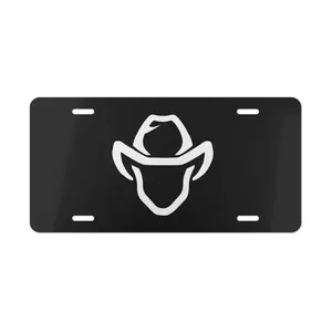 White Cowboy Hat License Plate, 12x6 Aluminum Vanity Tag, Western Truck Decor, Black Rodeo Style Car Plate, Pre-Drilled Holes, Gift, Western Gift Idea