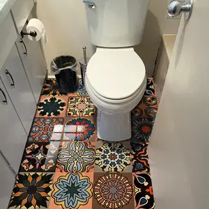 Vintage Style Tile Sticker, 16pcs/set Self-adhesive Removable Wall Sticker, Modern Simple Wall Tiles Sticker, Wall Decal for Home Kitchen Bathroom, Home Decor, Decorative Floor Sticker